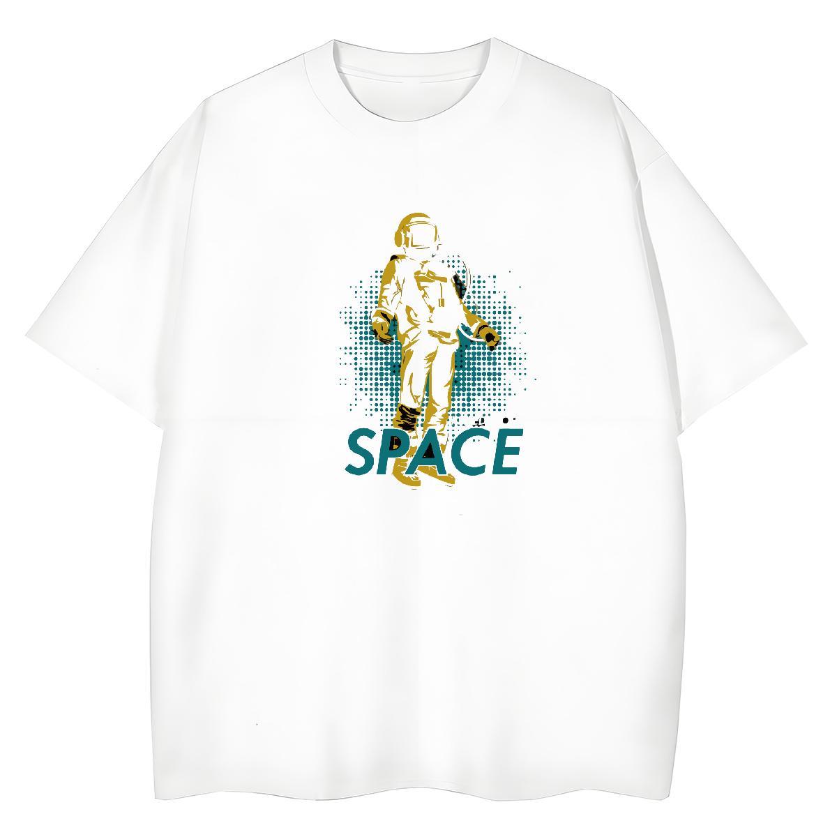 Popular Couples T Shirts 100% Cotton 230g universe Summer Casual T-Shirts for Women Breathable Cartoon Print Wear