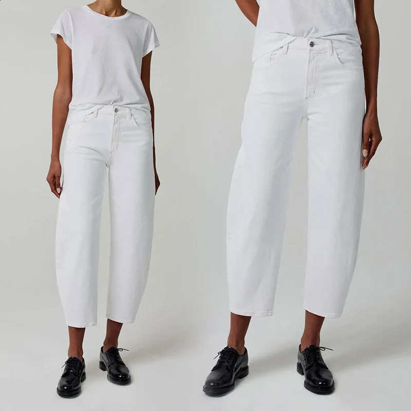 IOO Womens Conical Cut Jeans with Pocket Edge High Quality Loose Fit Shining 240823