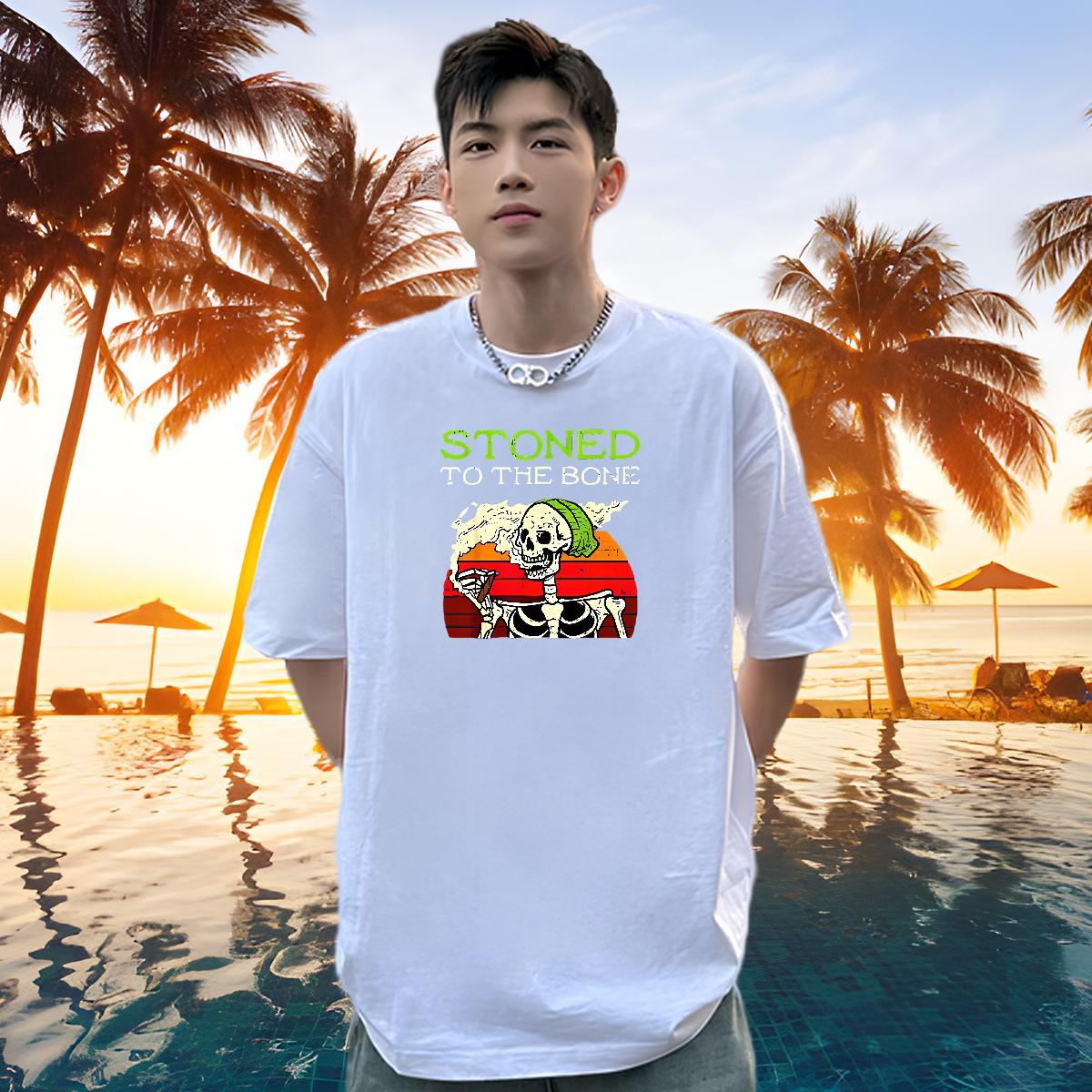 Cool Design Mens T Shirts 100% Cotton 230g skull Spring Summer Custom Cartoon O-Neck Short Sleeve Mens Tshirts Free Shipping Tops