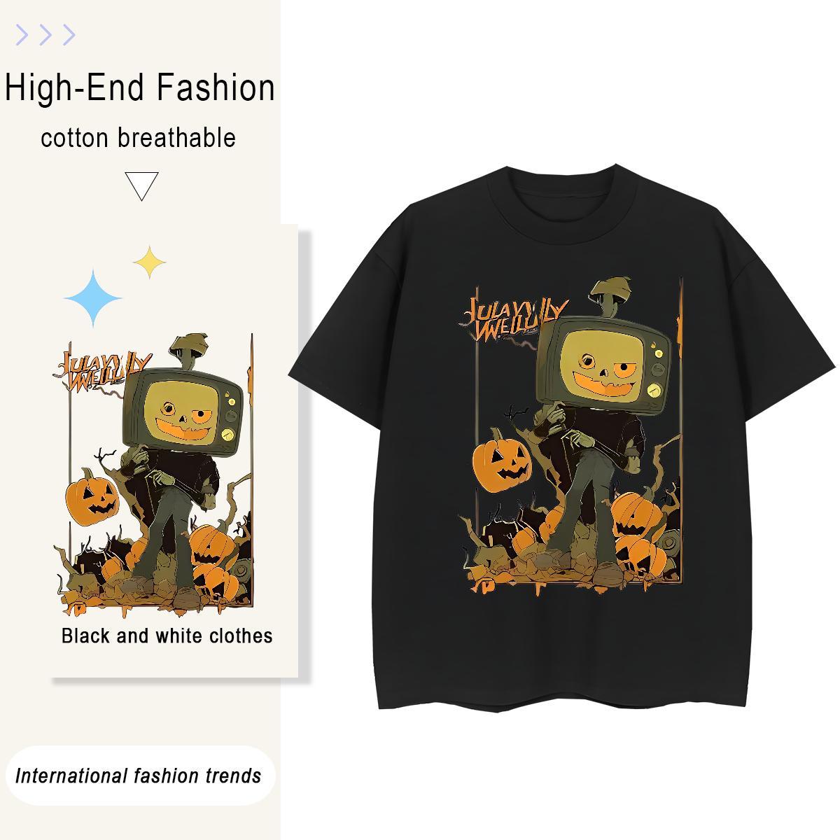 Fashion Designer Men Clothes T-Shirt pumpkin Spring Summer 100% Cotton 230g Tops Short Sleeve Soft Cool Design T-Shirts Oversized 4XL