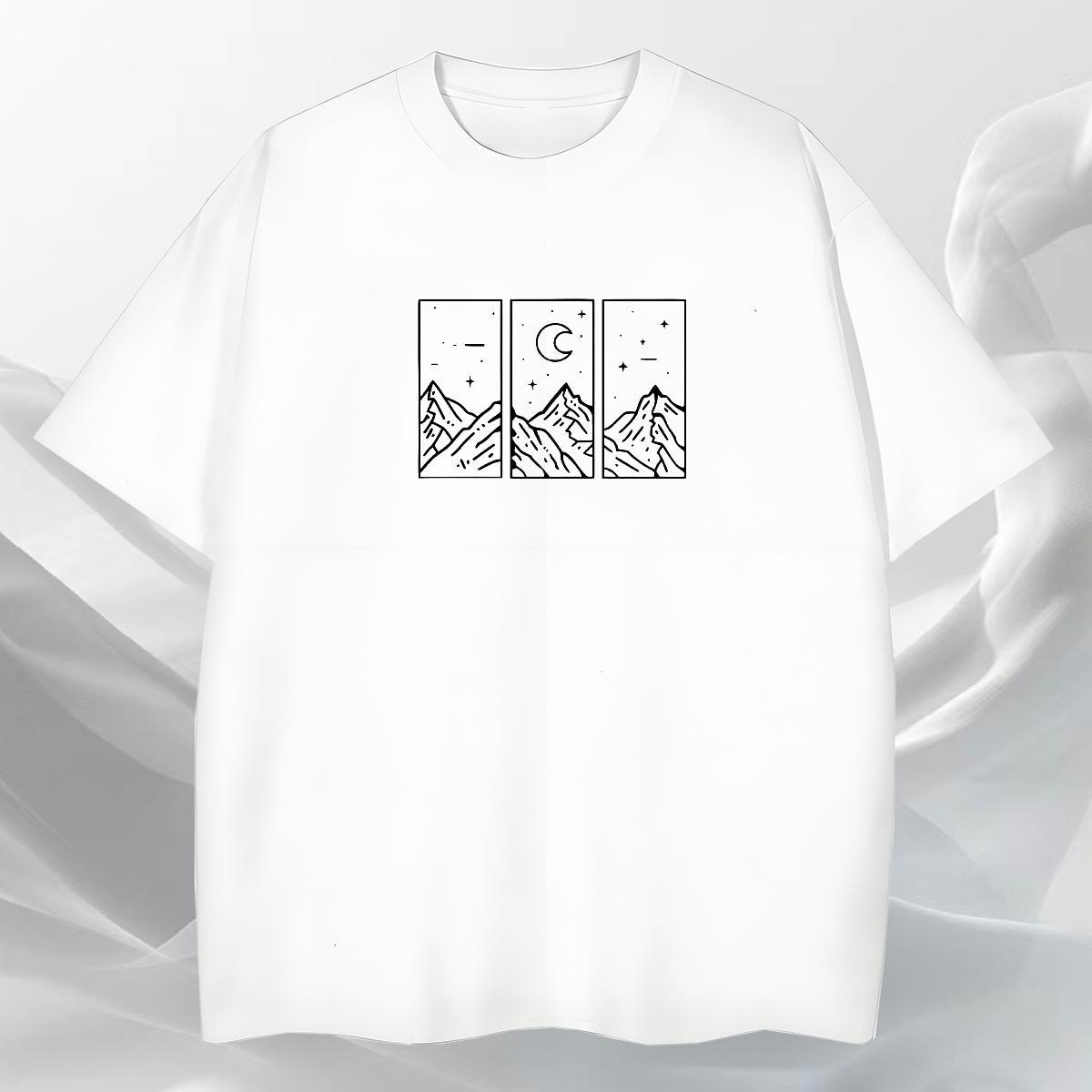 Soft Men T Shirts 230g 100% Cotton mountains Sports Casual Oversized 4XL Breathable Short Sleeve Men Tees DIY Customized Tshirts