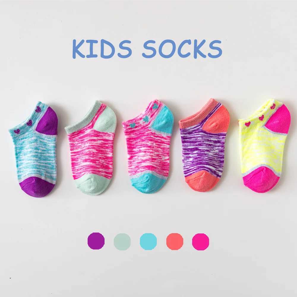 5 Pairs/lot 3-9 Years Children Socks Summer Breathable Thin Section Kids Short Socks Boys Girls Outside Sport Socks Boat Socks CL240824