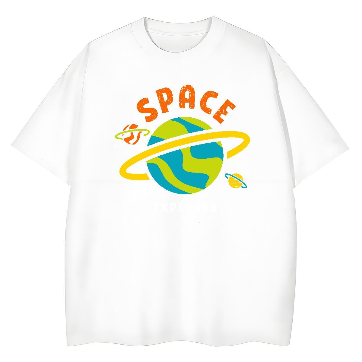 Loose fit Couples T Shirts 230g 100% Cotton outer space Casual Daily Wear Women T Shirts Breathable Short Sleeve Custom Printed Clothes Shirt