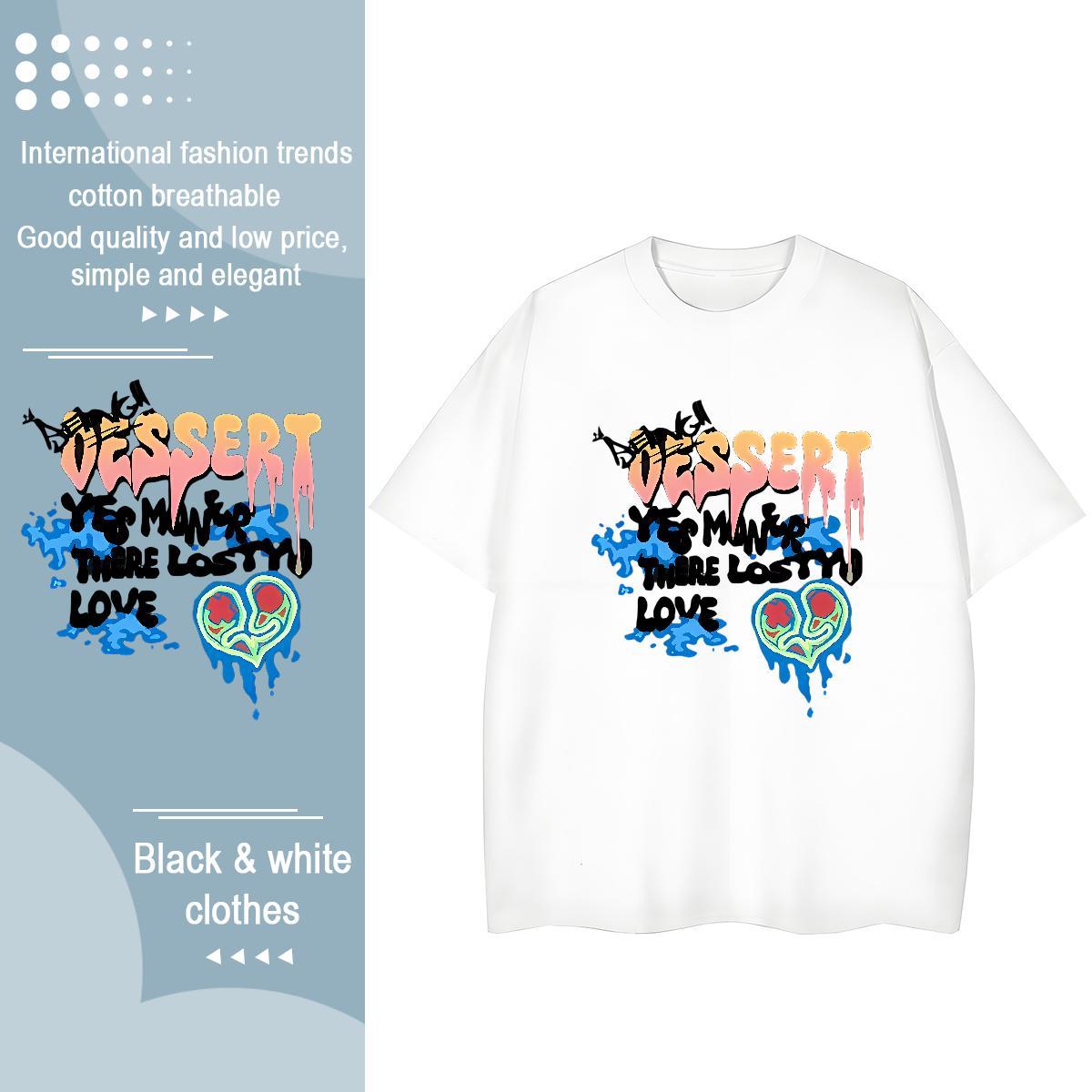 Soft T Shirts Men 230g Pure Cotton letter High Street Hip Hop White Plus Size O-Neck Short Sleeve Men Tops Tees Designer Tee Shirt