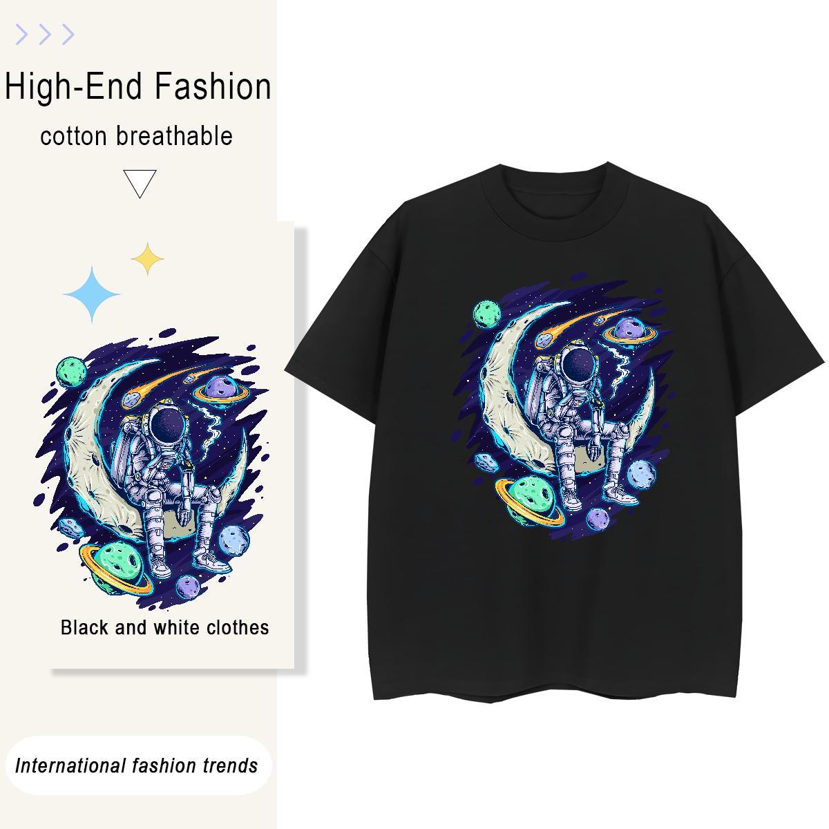 Designer Women Tshirts 230g 100% Cotton cosmonaut Daily Outfit T Shirts Women Breathable Crew Neck Skull Clothes Shirt