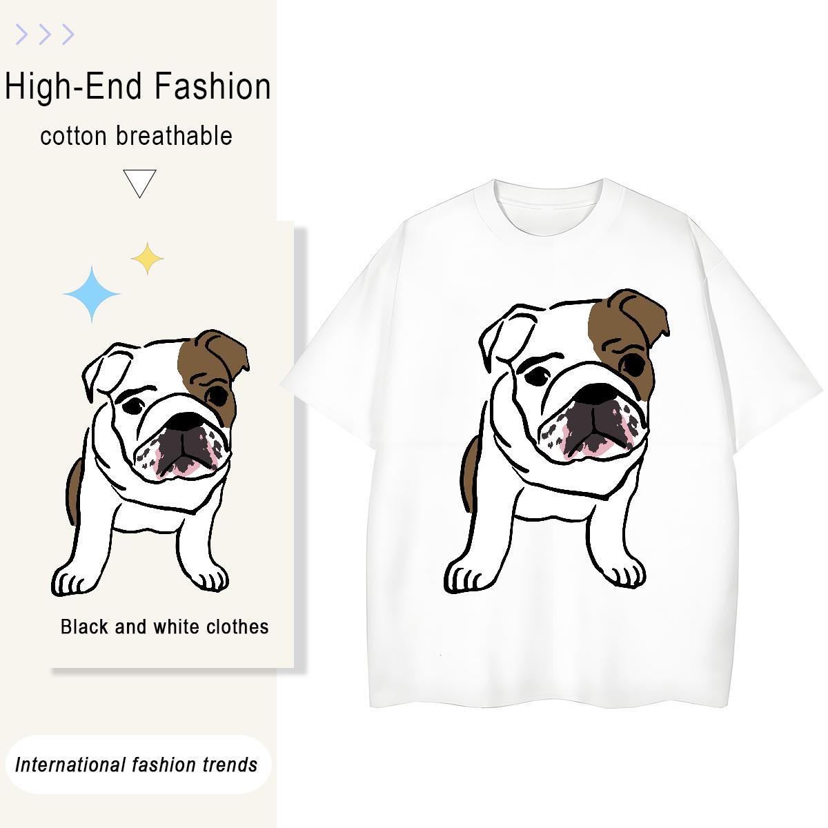2024 Summer Men Tops Tees Dog Daily Wear 100% Cotton 230g Polos Round Neck Short Sleeve Loose T-Shirts for Men Customized