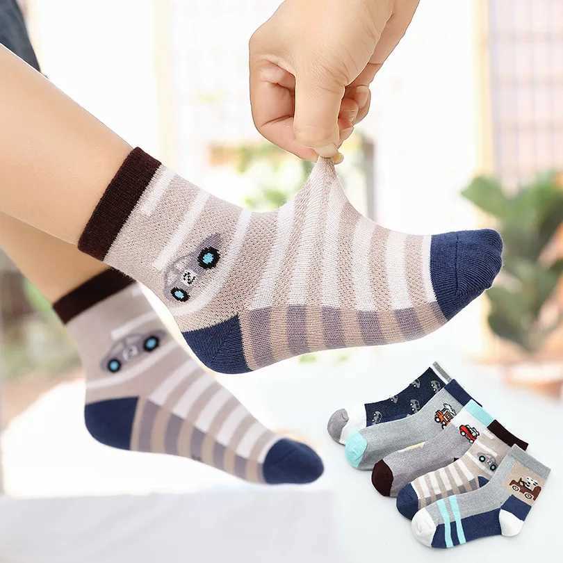 2024 New Spring Summer Children Socks Mesh breathable Car Style Cotton Boys Socks 3 -15 Year Kids Socks 5 Pairs/Lot CL240824