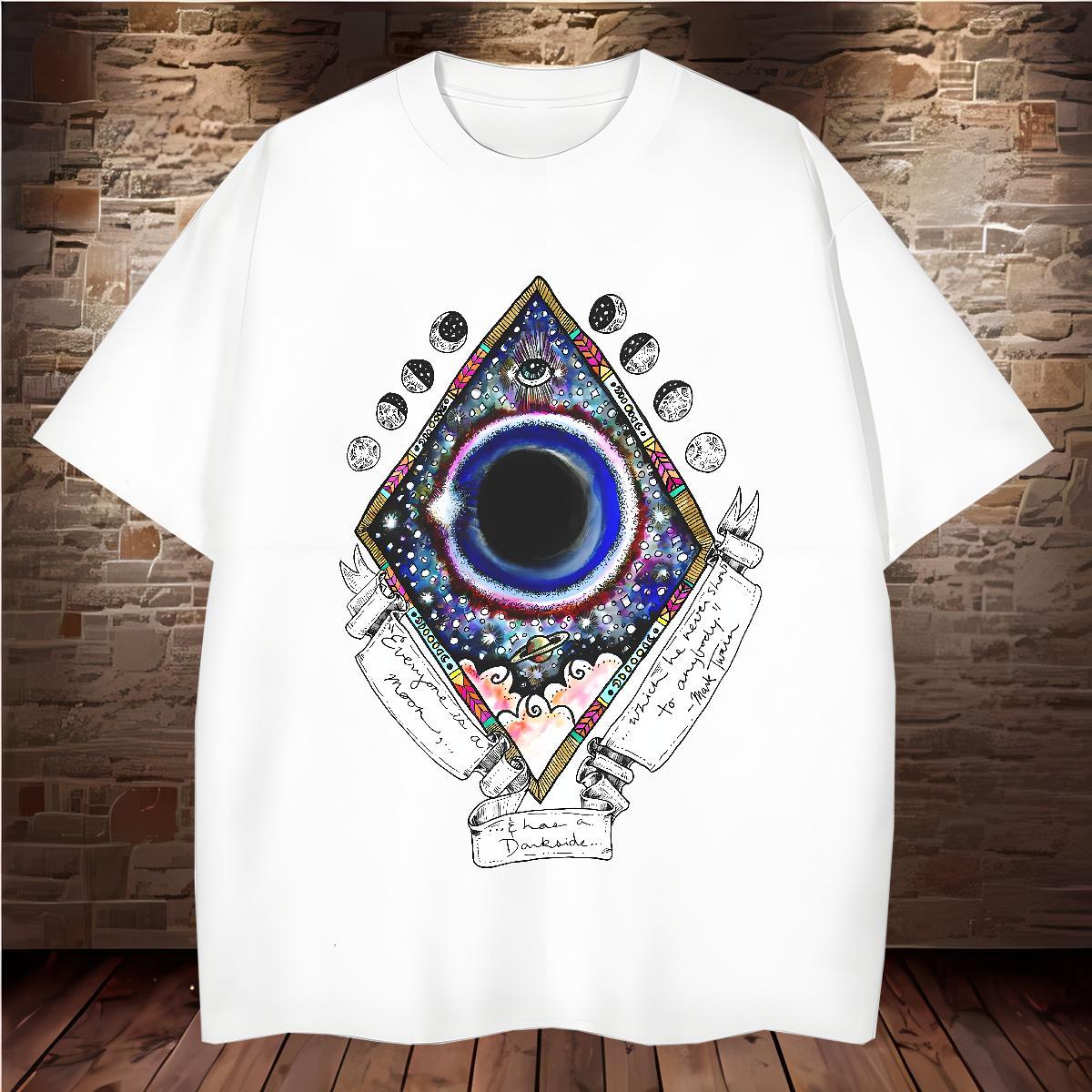 Free Shipping Mens T Shirts 230g Pure Cotton eye of the devil Daily Outfit Anime Breathable Short Sleeve Tshirts 2024 Summer Top Tees