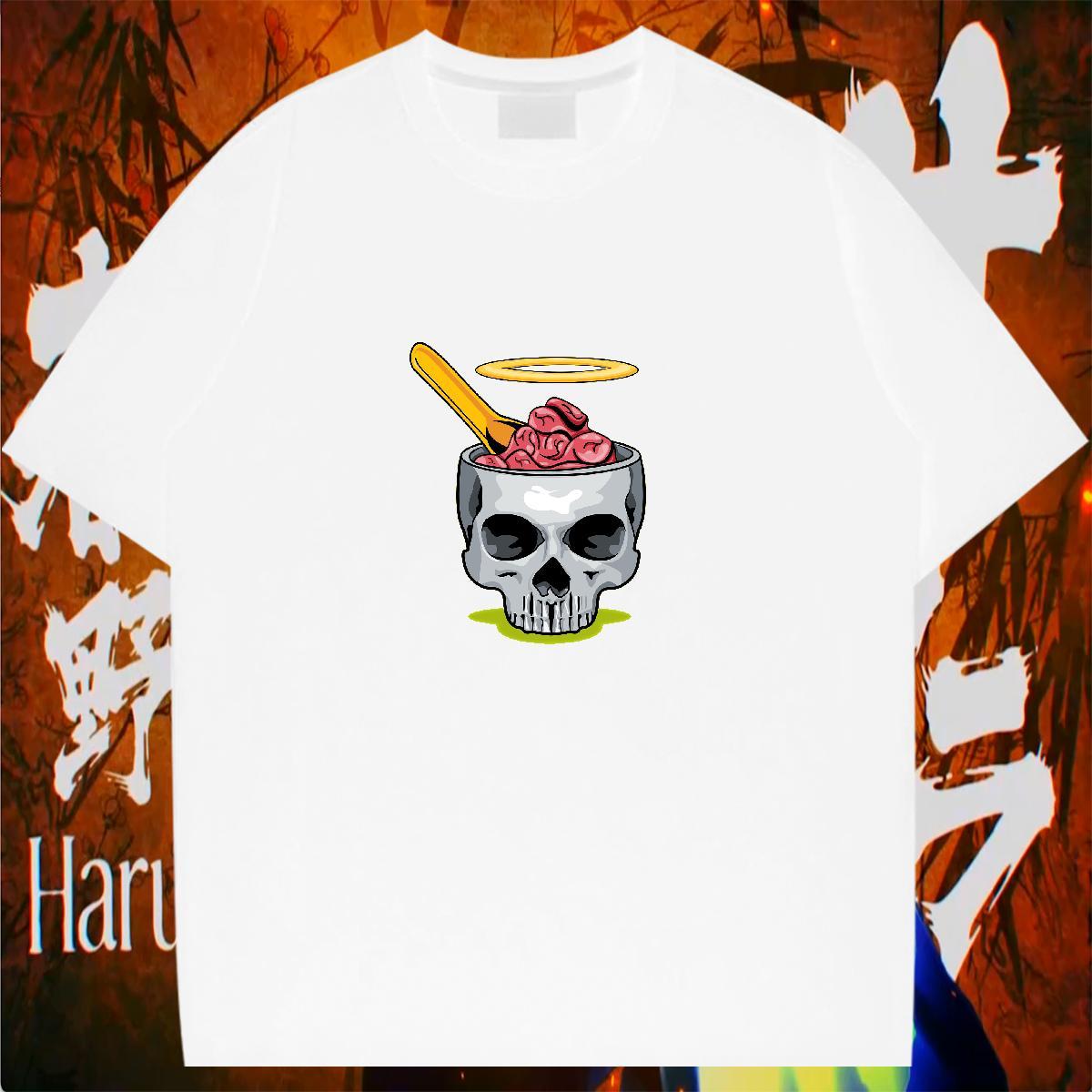 Loose Man T Shirts 230g 100% Cotton skull Home Outdoor Oversized Breathable Soft Mens Tshirts New Arrival Clothings