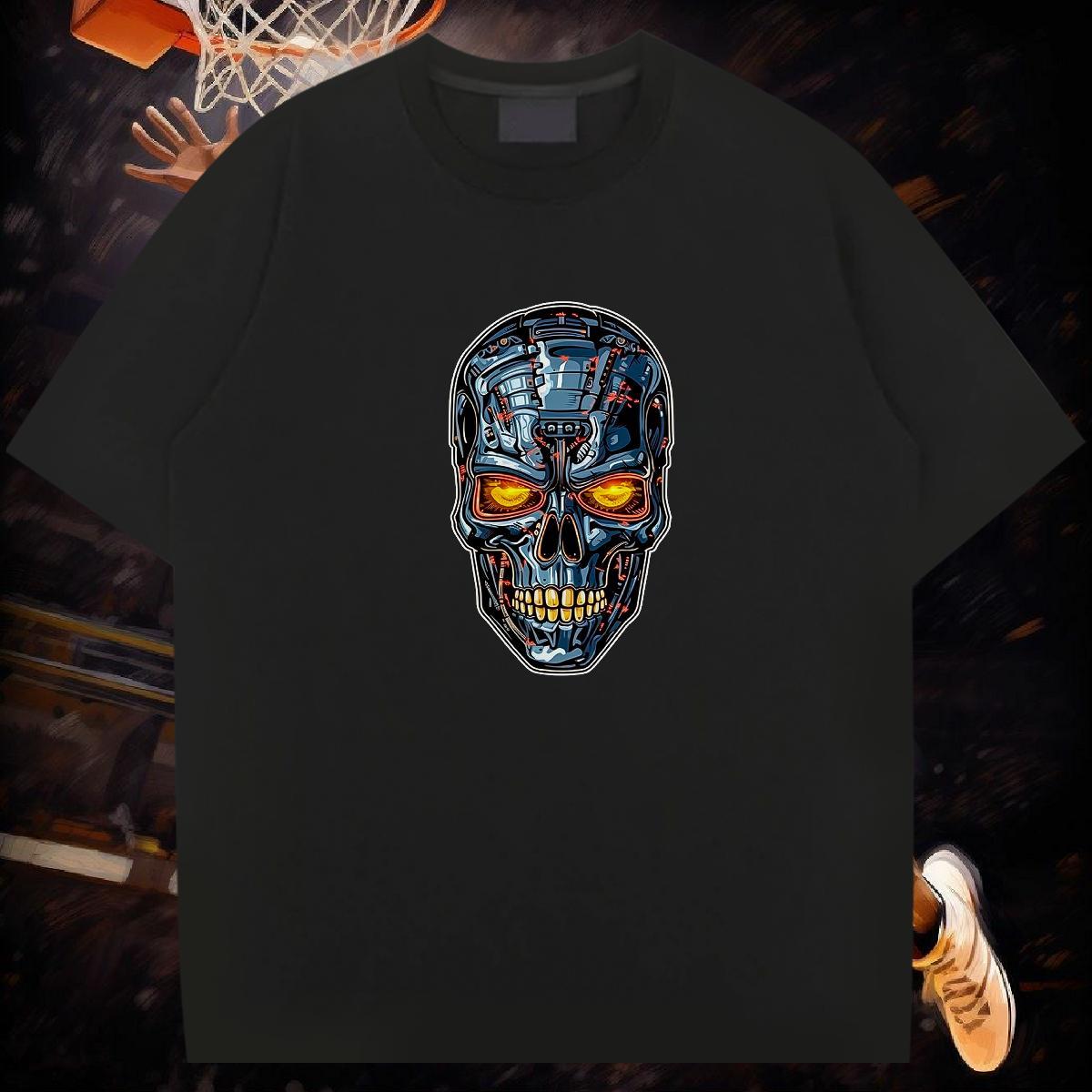 Free Shipping Men T Shirts 230g Pure Cotton skull Outdoor Custom Big Size Crew Neck Tshirts DIY Customized Tops