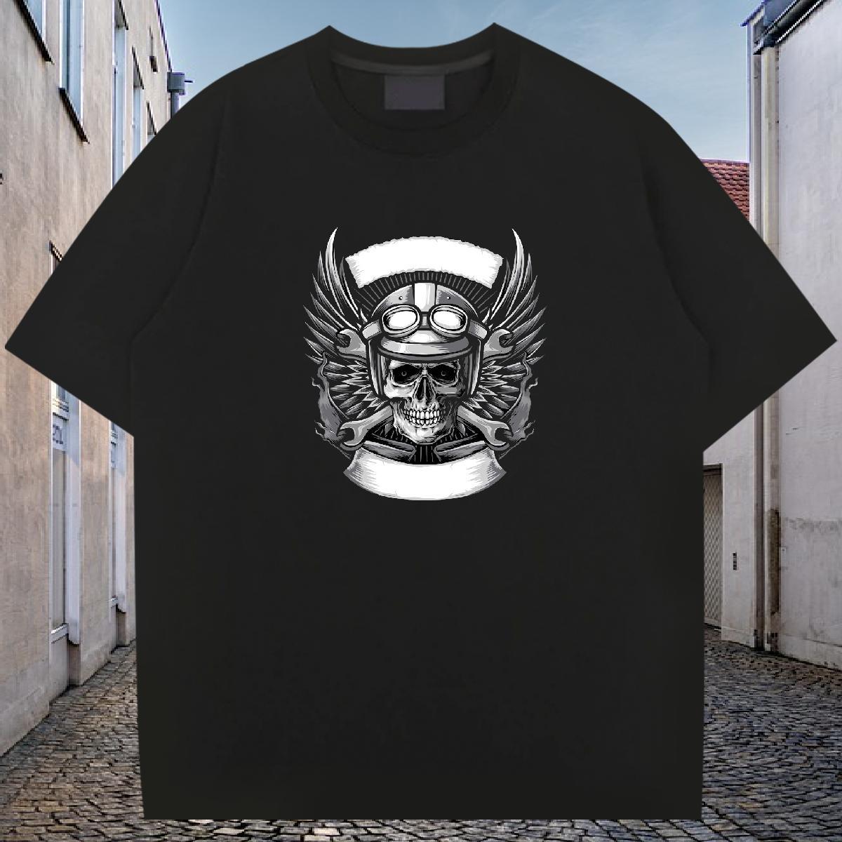 Loose Fit T Shirt For Man 230g Cotton skull Anime Printing Street Graphic Breathable Short Sleeve Couples T Shirts Wholesale Clothings