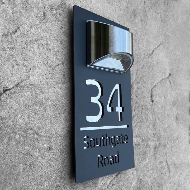 Customized House Sign Solar LED Light Modern Residential Address Sign 3D Laser Cut Address Plaque Outdoor Street Name Door Plate 240823