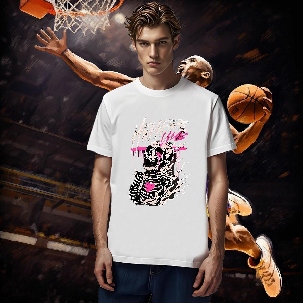 Loose Mens T Shirts 100% Cotton 230g skull High Street Hip Hop Custom Cartoon Breathable Soft Couples T Shirts 2024 DIY Tops Tees