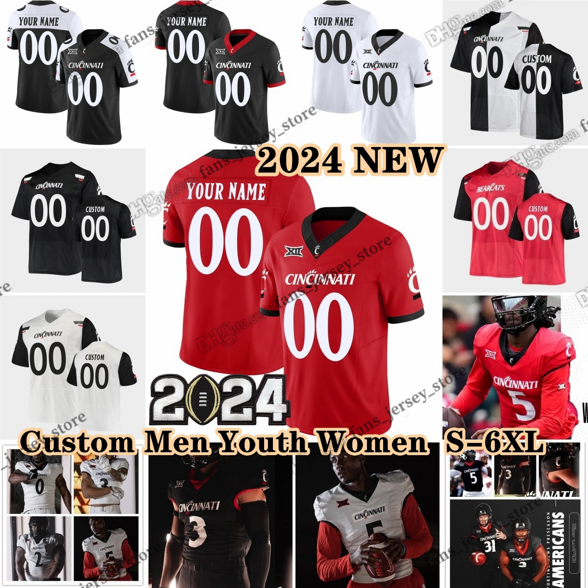 Custom XS-6XL NCAA Cincinnati Bearcats Football Jersey 10 Emory Jones 21 Corey Kiner Xzavier Henderson Deshawn Pace Bryon Threats Brady Any Name Any Number