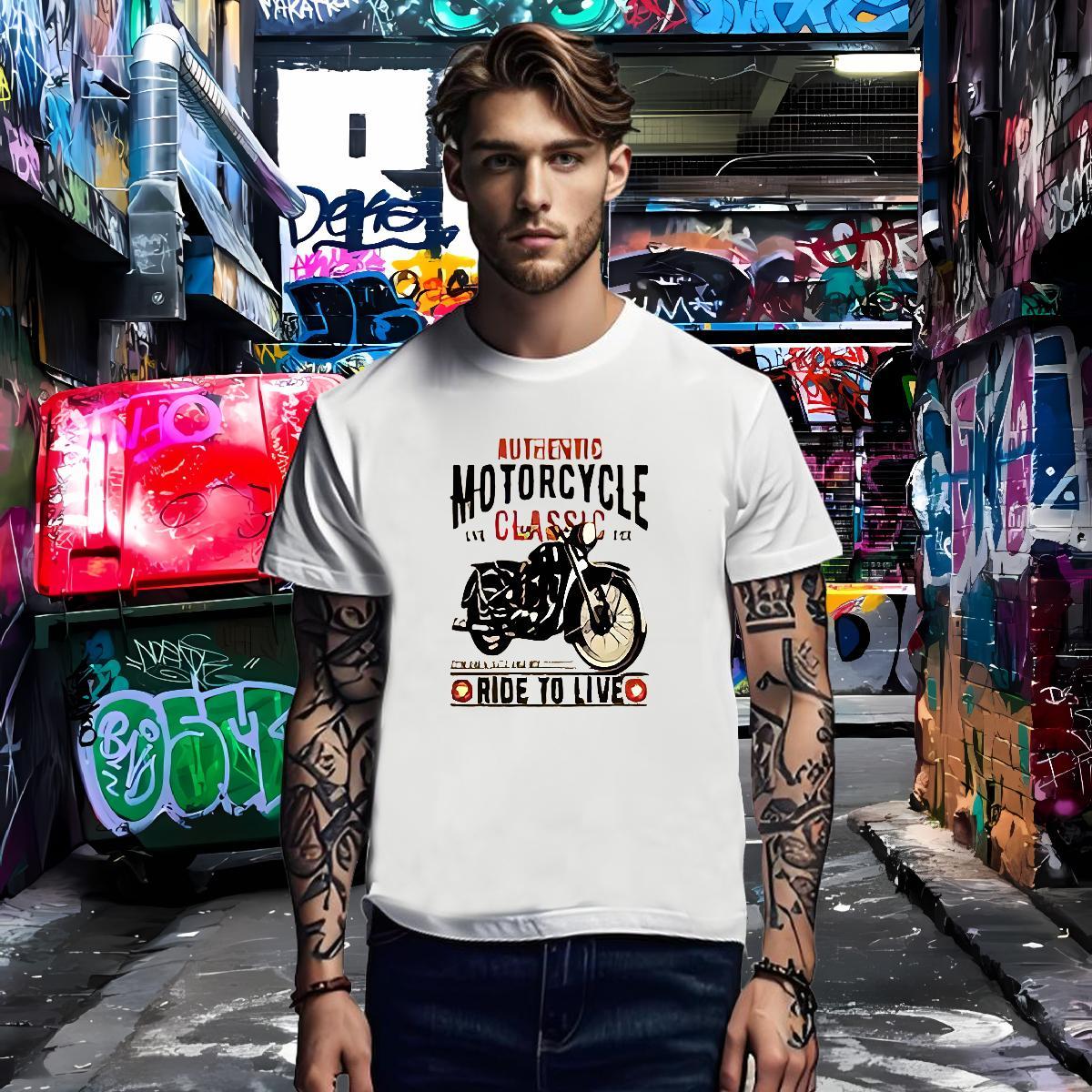 Cool T Shirt For Man 230g Cotton Motorcycle Spring Summer Cartoon Printing L-4XL Crew Neck Couples T Shirts Customized Tops Shirt