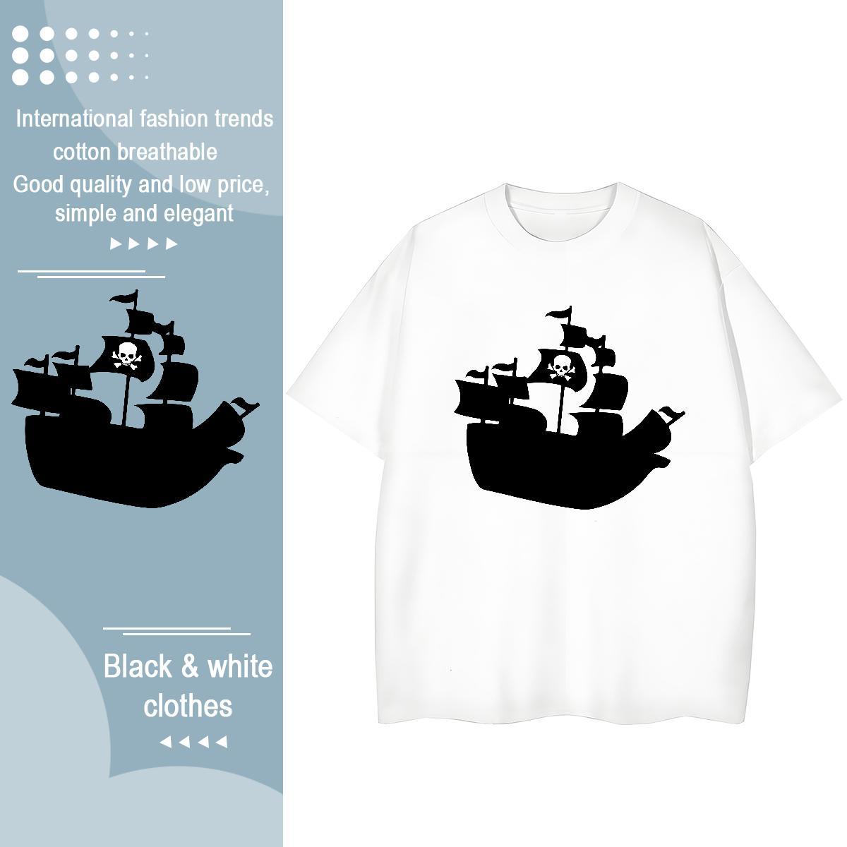 Wholesale T Shirts Men 230g Cotton skull Casual DIY Short Sleeve Soft Men Clothes T-Shirt 2024 New Tshirts