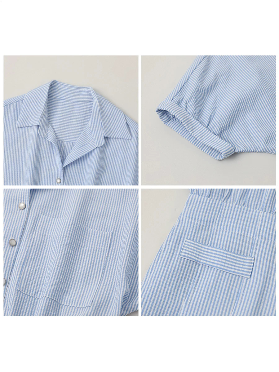 CHIC VEN Korean Pleated Shirt Dress Short Sleeve Dresses Striped Women Loose Slim Dress A Line Women Clothing Summer 240824