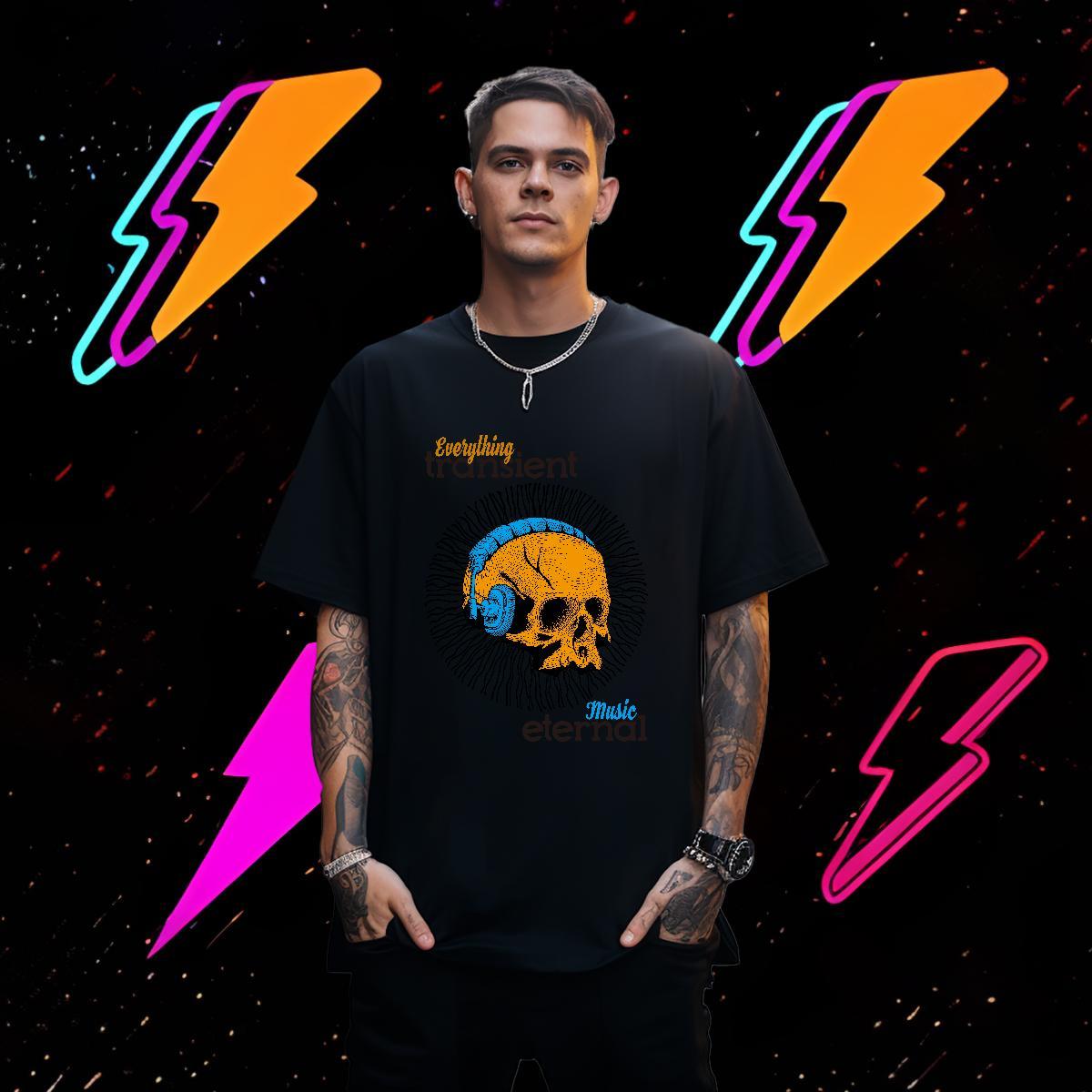 Soft T-Shirts 230g Cotton skull Beach Asian Size Breathable Crew Neck Tshirts Casual New Tops Shirt