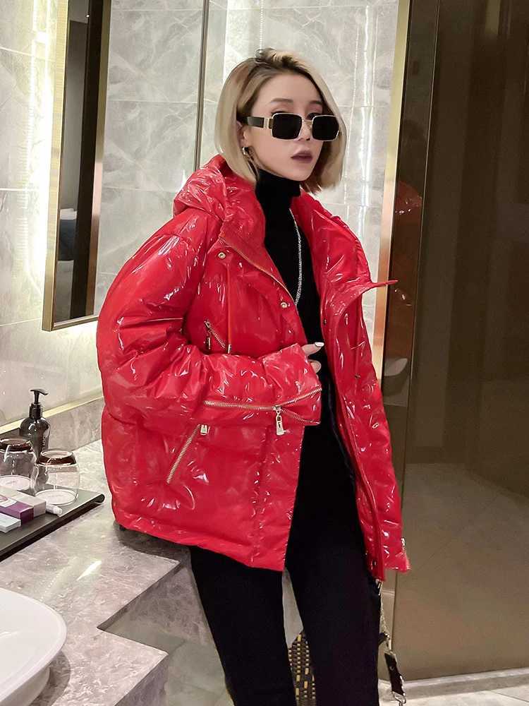 Women's Down Parkas Puffer Stand Collar Feather Coat 90% White Duck Parkas Ultra Light Down Jacket Women Winter Solid Color Outerwear Y240824P28P