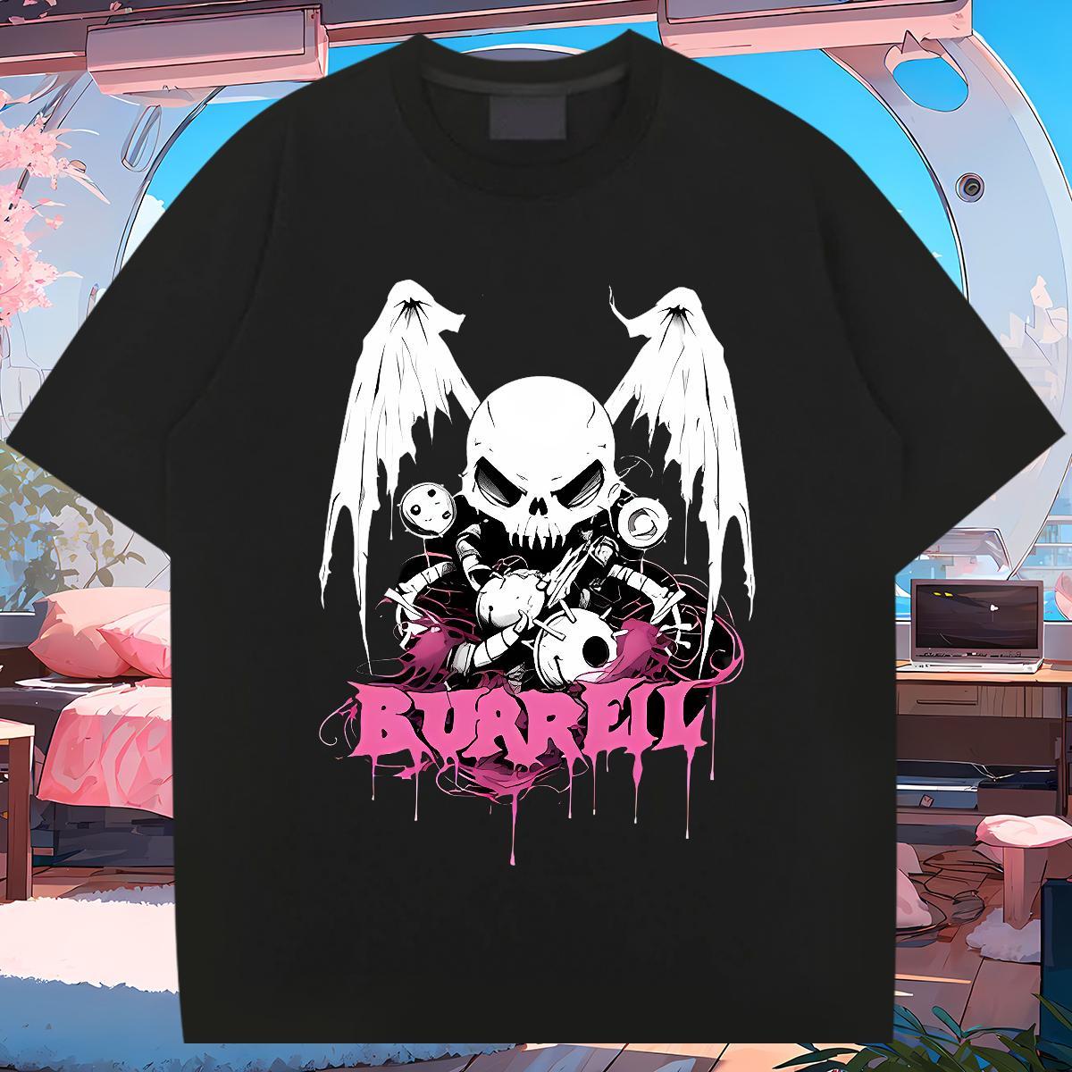 Unisex T-Shirts for Men 230g 100% Cotton skull Beach DIY O Neck Short Sleeves Tshirt for Man Woman Fashion Tees Shirts