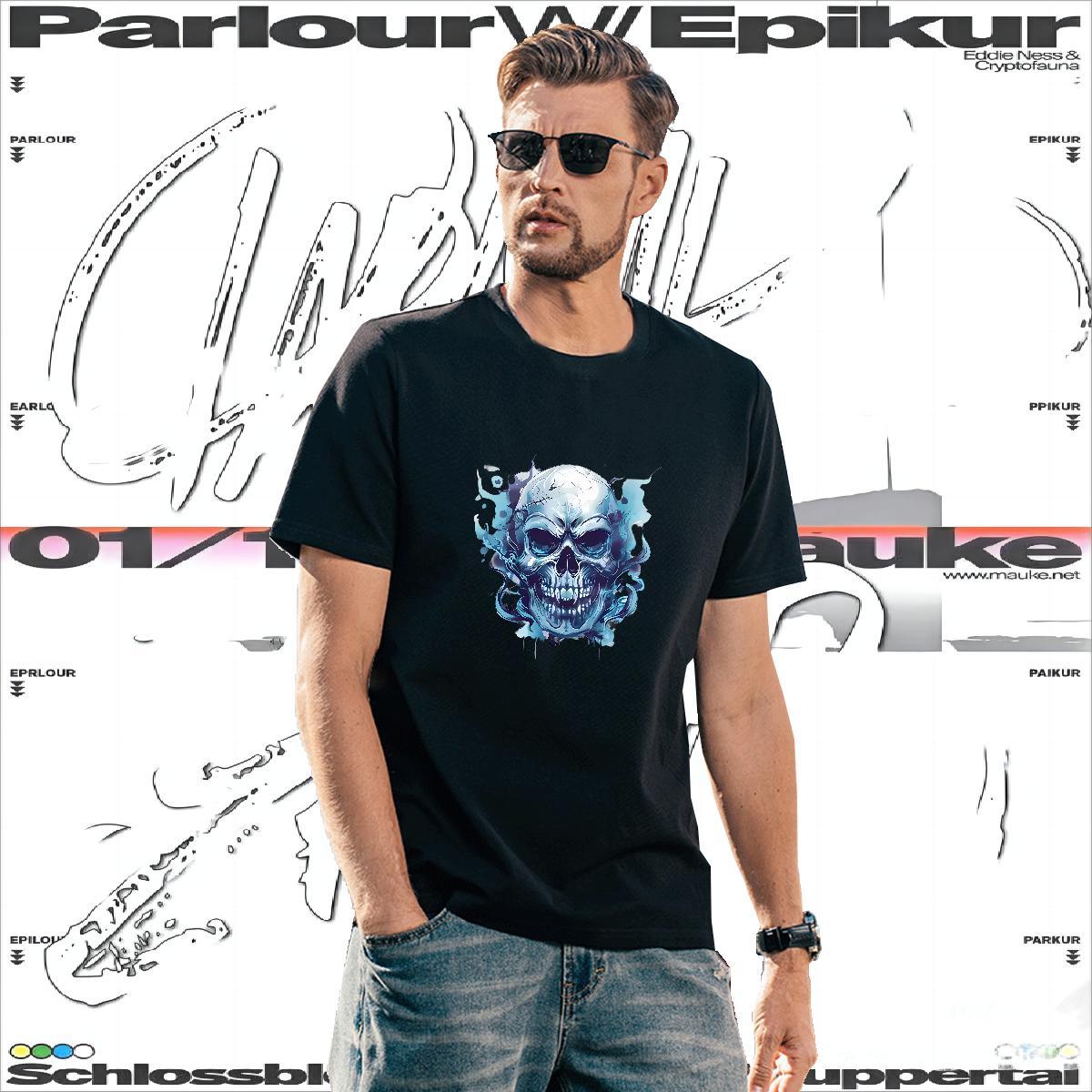 Free Shipping Men T Shirts 100% Cotton 230g skull Casual Beach Customized Print Pure Cotton Men Clothes T-Shirt DIY Tops Shirt