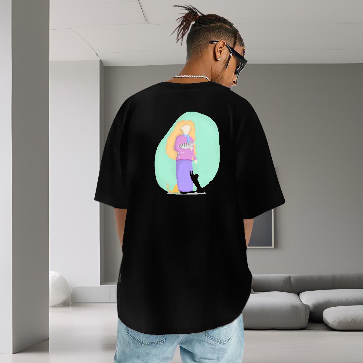 Loose T-Shirts for Men 100% Cotton 230g portrait Home Outdoor Custom Printing O Neck Short Sleeves Men Tshirts Free Shipping Tops Shirt