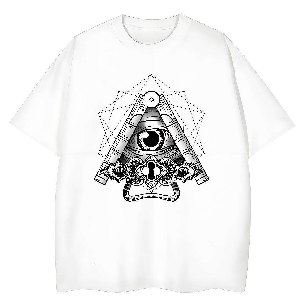 Soft T-Shirts for Men 100% Cotton 230g eye of the devil Casual Anime Round Neck Short Sleeve Men Tops Tees Fashion Design Tee Shirt