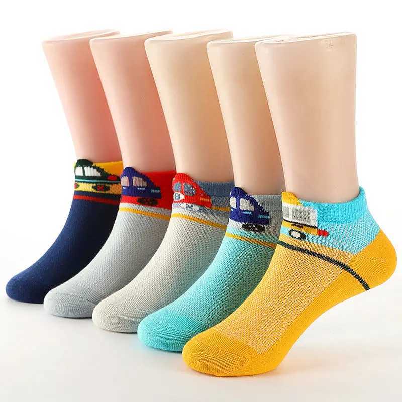 2024 New Fashion Spring Summer Children Socks Mesh Cotton Cartoon car Boys Socks Girls Socks 2-15 Year Kids Casual Boat Socks CL240824