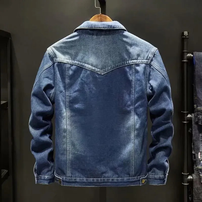 Winter denim cotton jacket mens apron thickened plus size warm top 240824