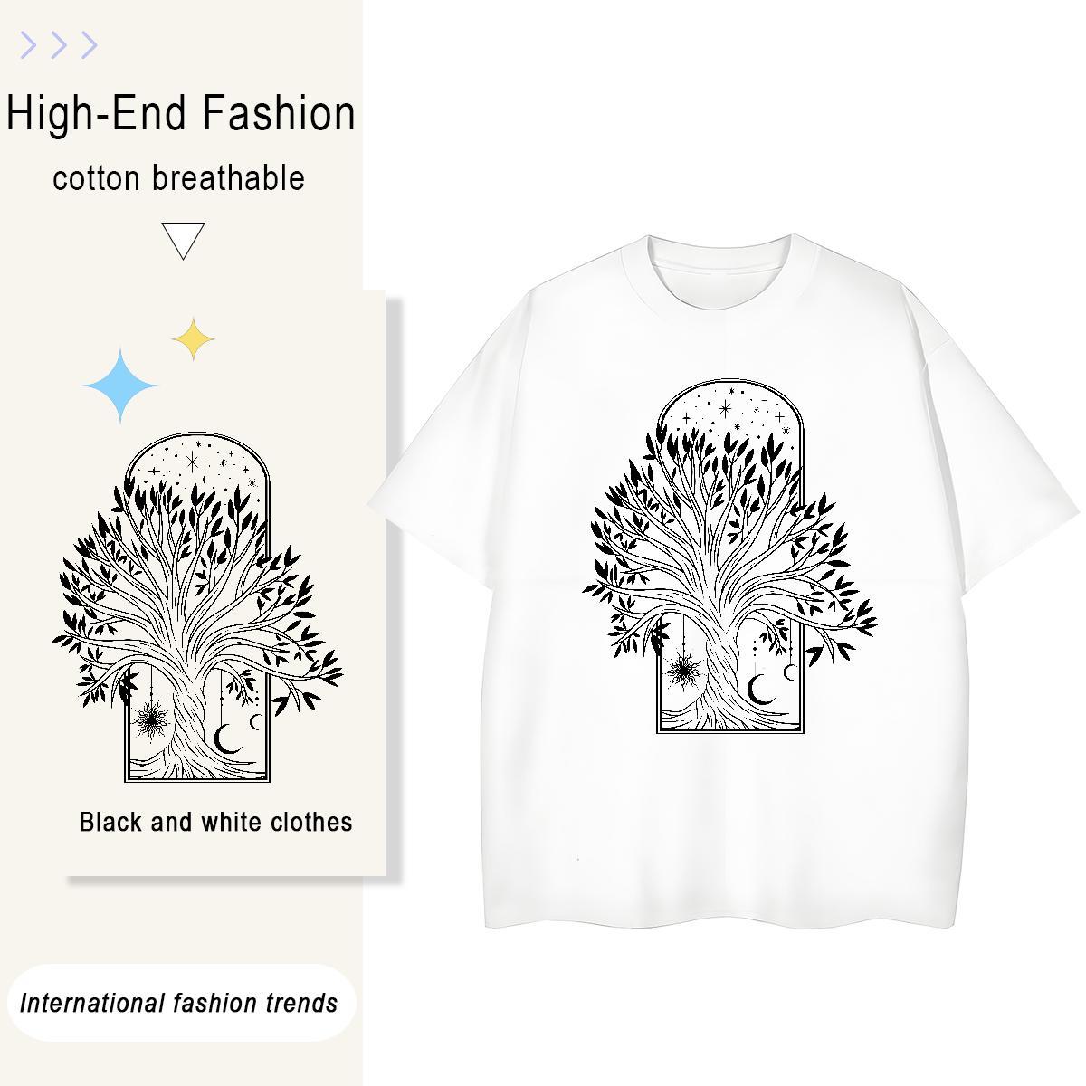 Customized Men Tees tree Casual Beach 230g Pure Cotton Clothes Short Sleeve Soft Unisex Mens T Shirts Floral Print
