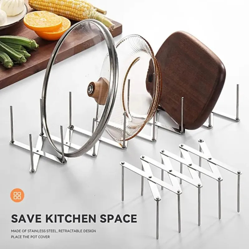 1/2PCS Multifunctional Pot Lid Rack Folding Telescopic Integrated Molding Plate Holder Steaming rack in a pot Dish Storage Rack 240823