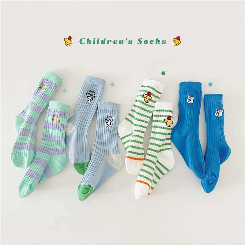 Boys Socks Spring Cartoon Letter Pattern Medium Socks Kids Cotton Children Crew Socks CL240824