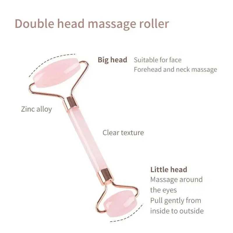 Face And Neck Massager Resin Roller Beauty Scraping Double-ended Massage Stick To Unblock And Relax Non-rose Crystal Jade CL240825
