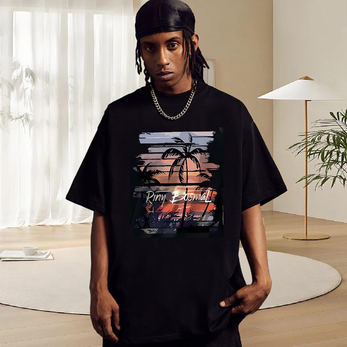 Popular T Shirt For Man 230g 100% Cotton scenery Outdoor Custom Anime O-Neck Short Sleeve Men Tops Tees Customized Clothes