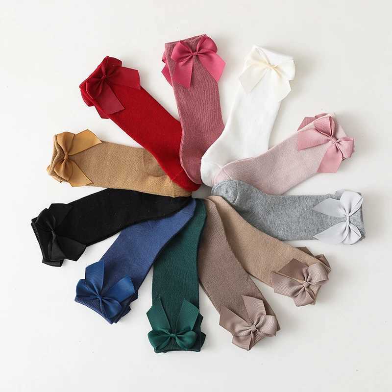 New Brand Baby Toddlers Socks Autumn Winter Children Girls Knee High Long Sock Cotton Big Bow Spanish Style Kids Floor Socks CL240824