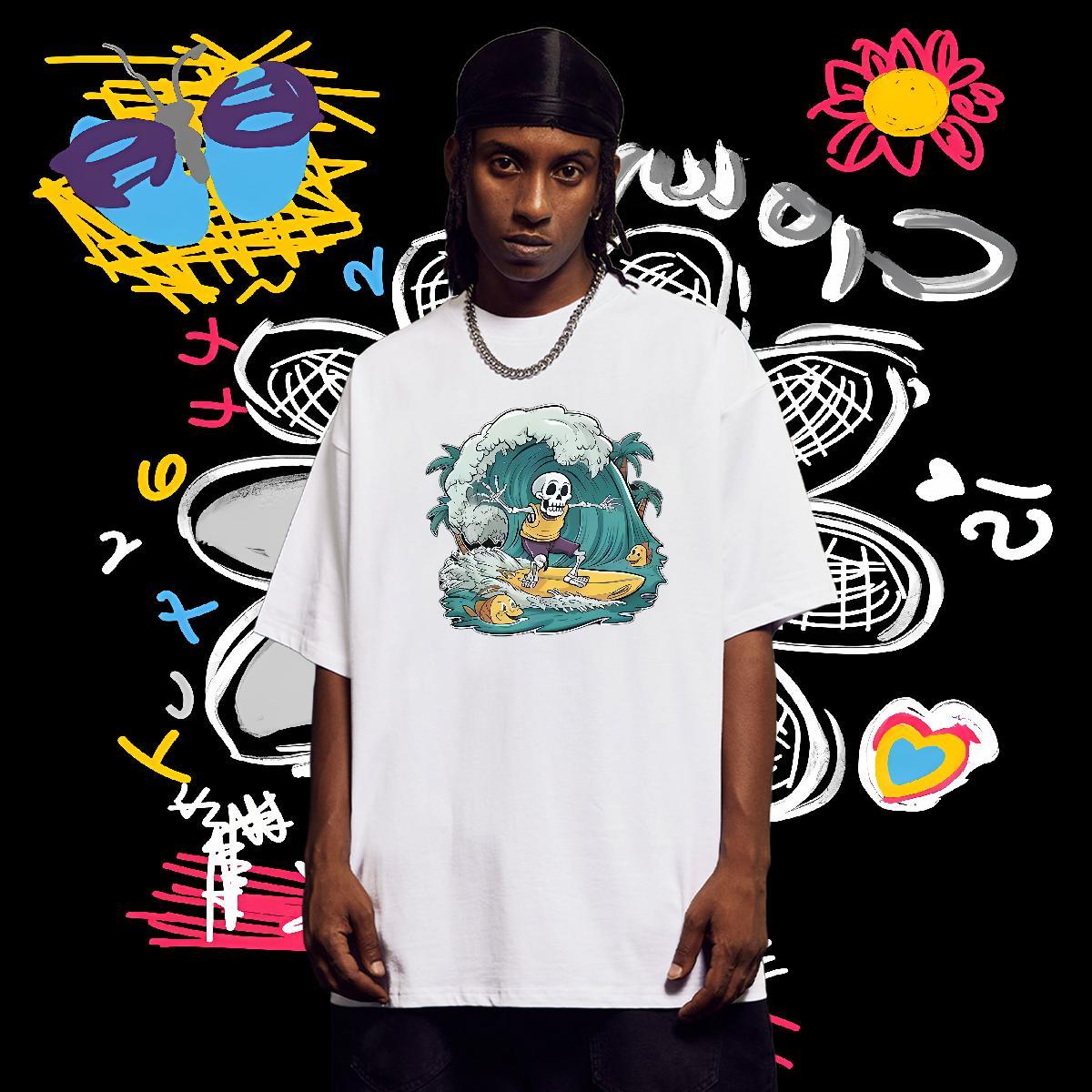 Brand T Shirt For Man 230g Cotton skateboarding Street Casual Anime Breathable Crew Neck Tshirts Designer Fashion Tops Shirt