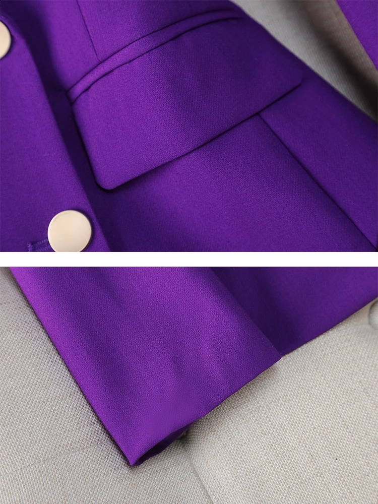 Fashion M8XL Office Womens Formal Pants Set Grey Purple Work Clothes 2piece Jacket and Trouser 240823