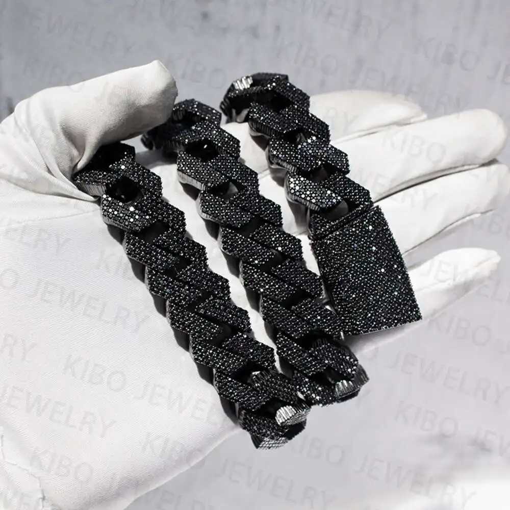 Hip Hop Necklace Black Gold Vvs Moissanite Dia Iced Out k Cuban necklace