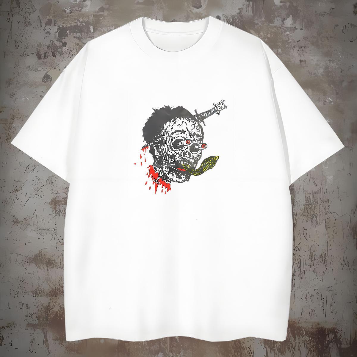 Soft Men T Shirts 100% Cotton 230g skull Street wear Hip Hop Custom Print Oversized Breathable Short Sleeve Men Tops Tees Fashion Designer Clothings