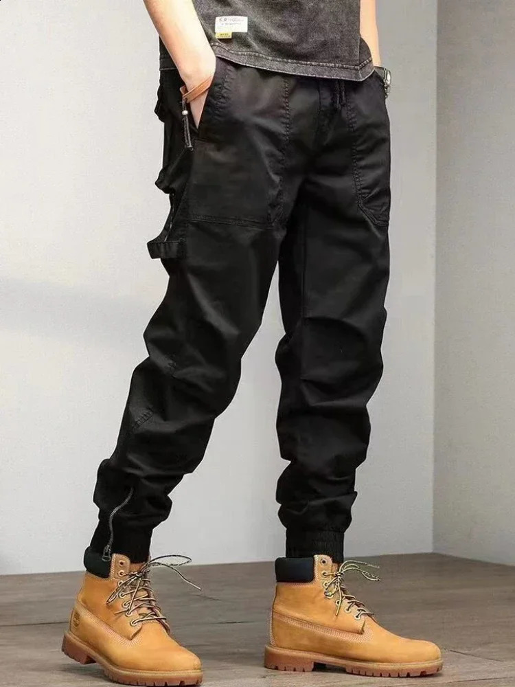 Mens Trouser khaki outdoor mens cargo pants hiking workwear autumn relaxed casual Y2k oversized retro Harajuku 240823