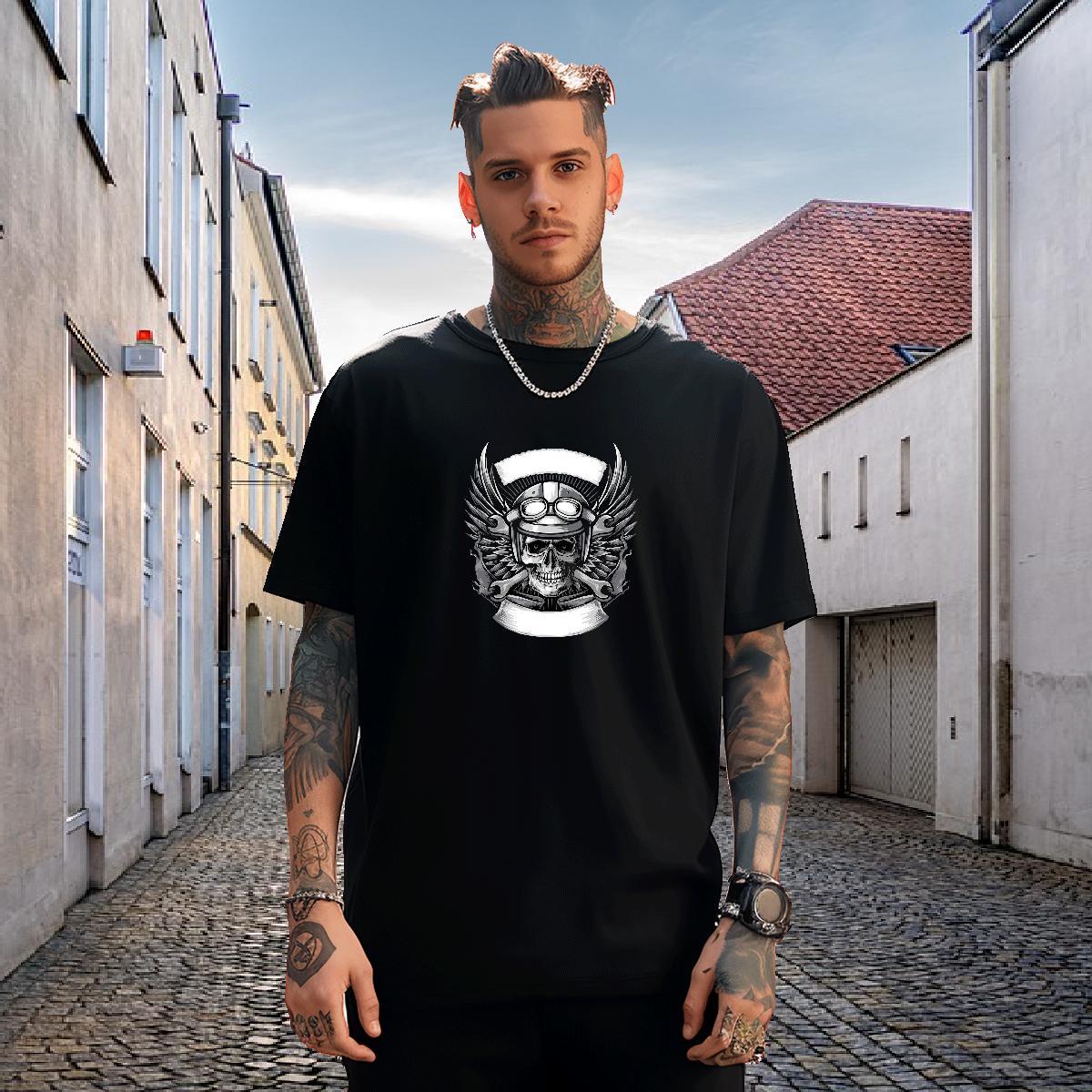 Loose Fit T Shirt For Man 230g Cotton skull Anime Printing Street Graphic Breathable Short Sleeve Couples T Shirts Wholesale Clothings
