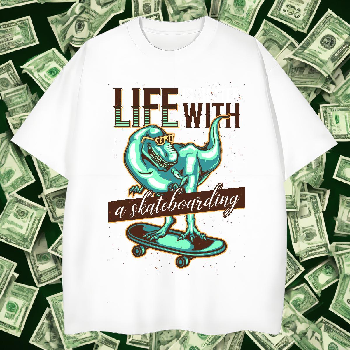 DIY Customized Men Tops Tees dinosaur Outdoor 100% Cotton 230g Tops Shirt Breathable Soft Loose Fit T shirt Customized Print