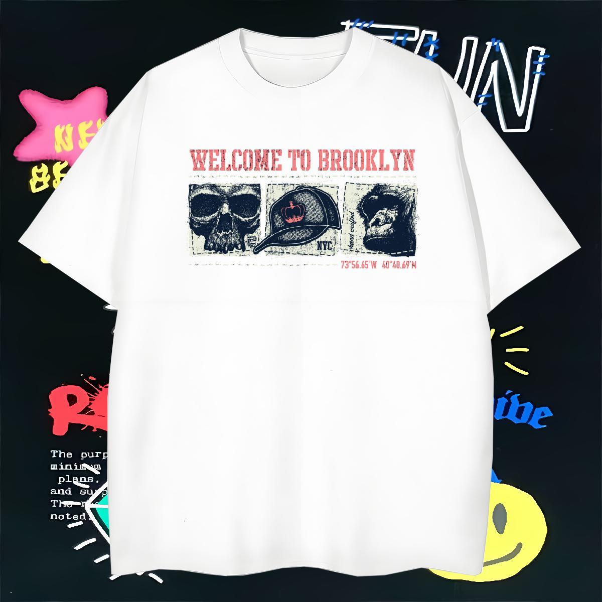 Classic T-Shirts 230g 100% Cotton skull Outdoor Floral Print Round Neck Short Sleeve Men Tees New Tops Tees