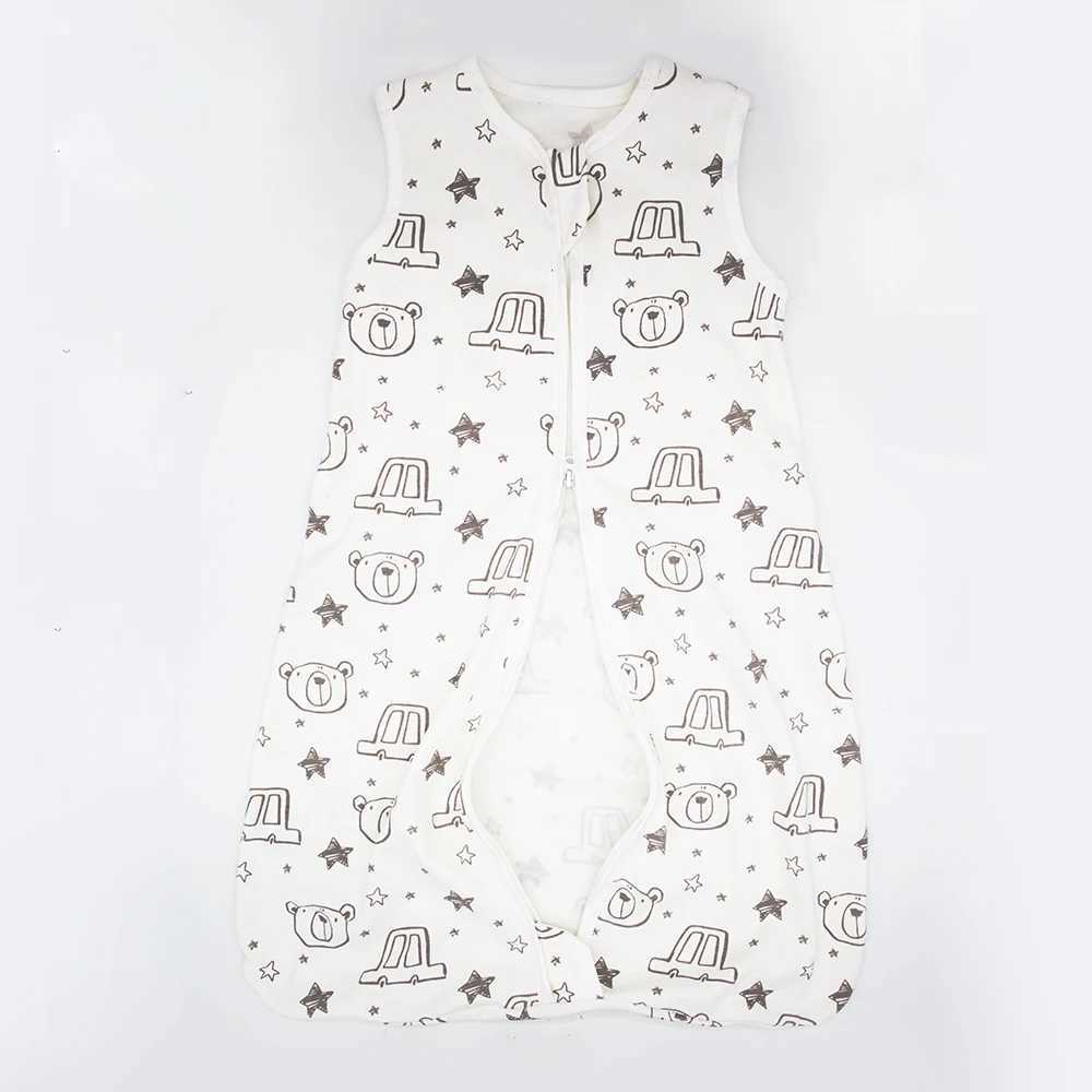 Sleeping Bags For Baby 3-18Months Summer Thin Baby One-Piece Sleepwear Cute Bear Print Cartoon Sleepsack Anti-Kick Blanket M240824