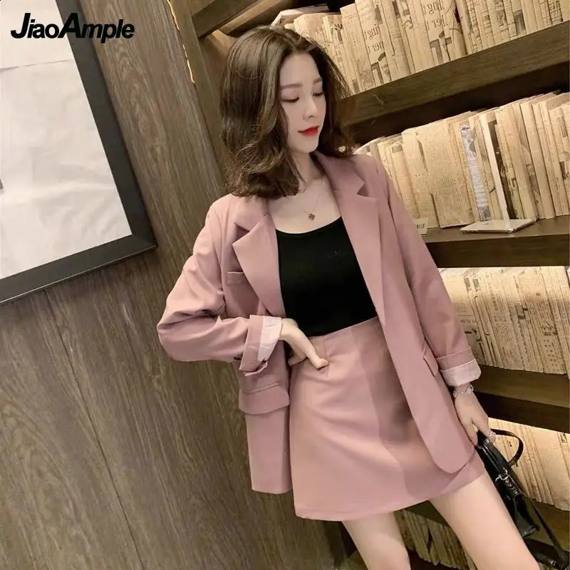 Womens Suit Jacket Skirt Two-piece Suit Fall Elegant Coat Midi Skirts Set Female Korean Fashion Professional Blazers Set 240823