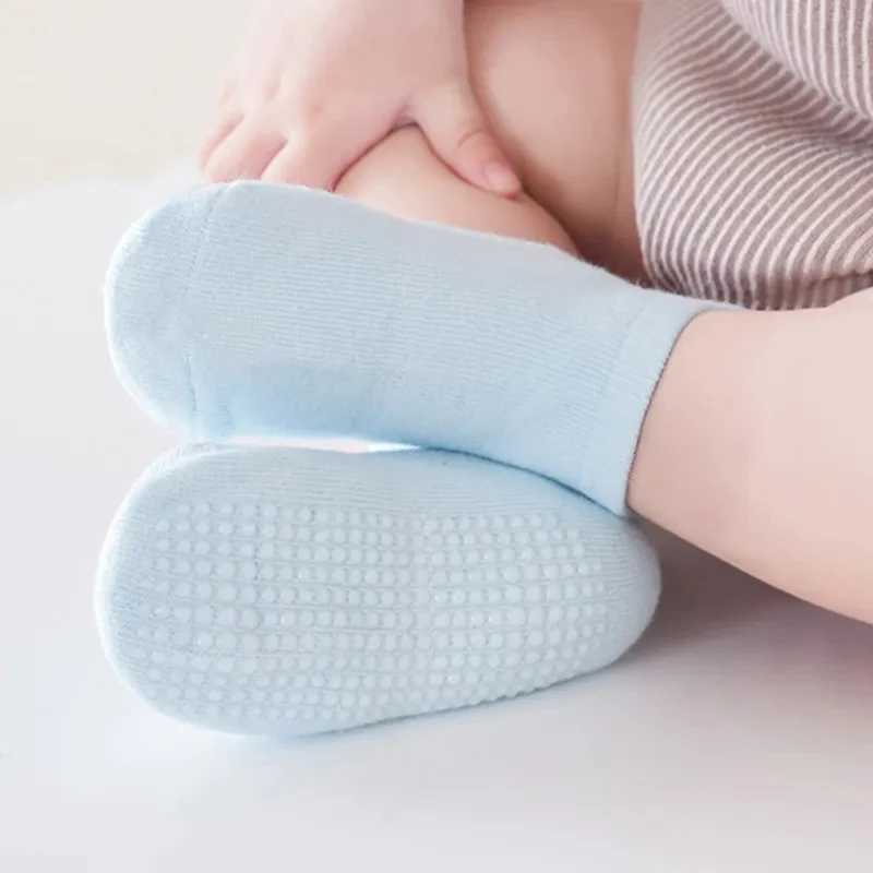 6Pairs/Lot Cotton Kids Anti-Slip Boat Socks Casual Baby Boys Girls Sock Floor Children Socken With Rubber Grips For 0-5Years CL240824