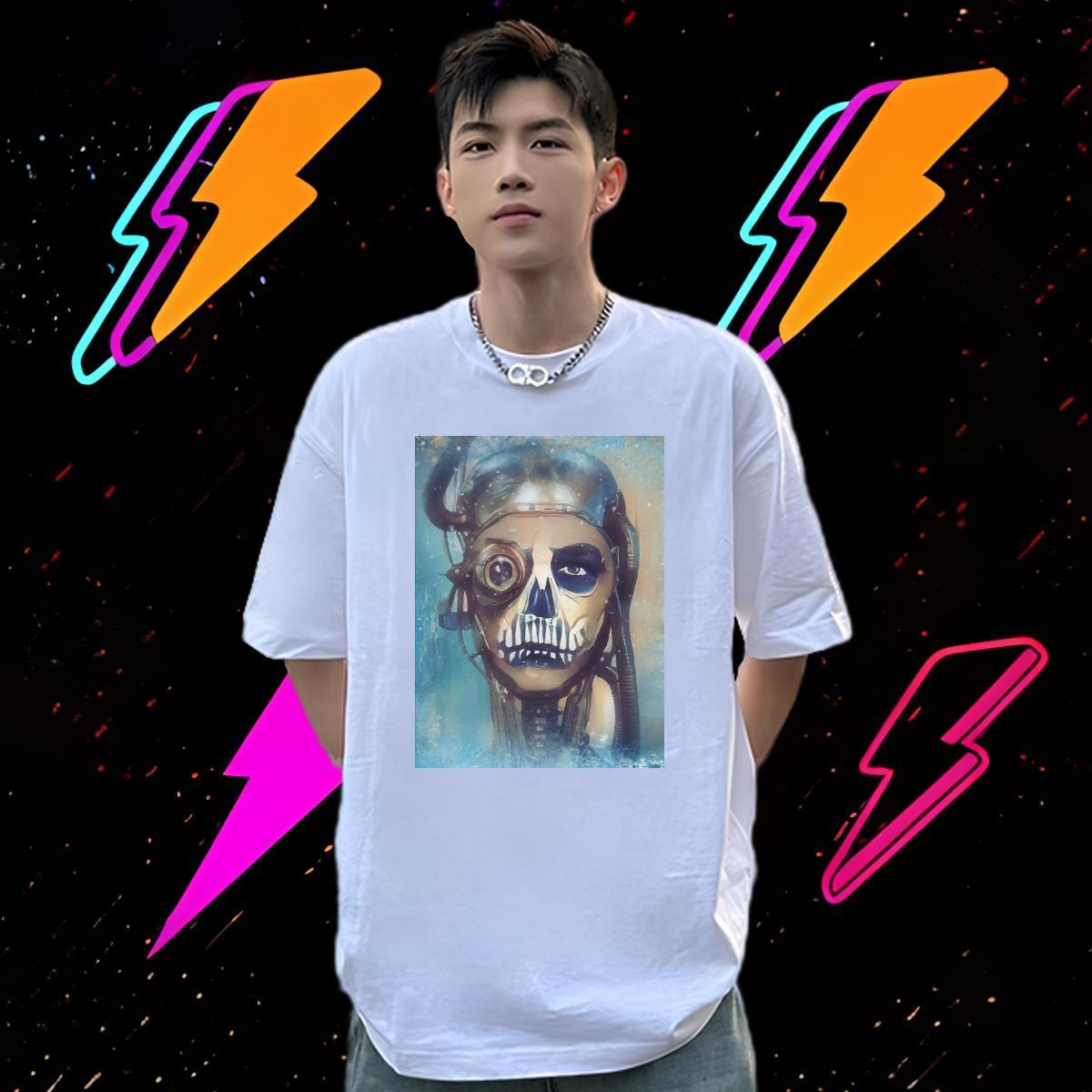 Designer T Shirts Men 230g Pure Cotton skull Outdoor DIY Logo Oversized O-Neck Short Sleeve Tshirt for Man Woman Fashion Design Wear