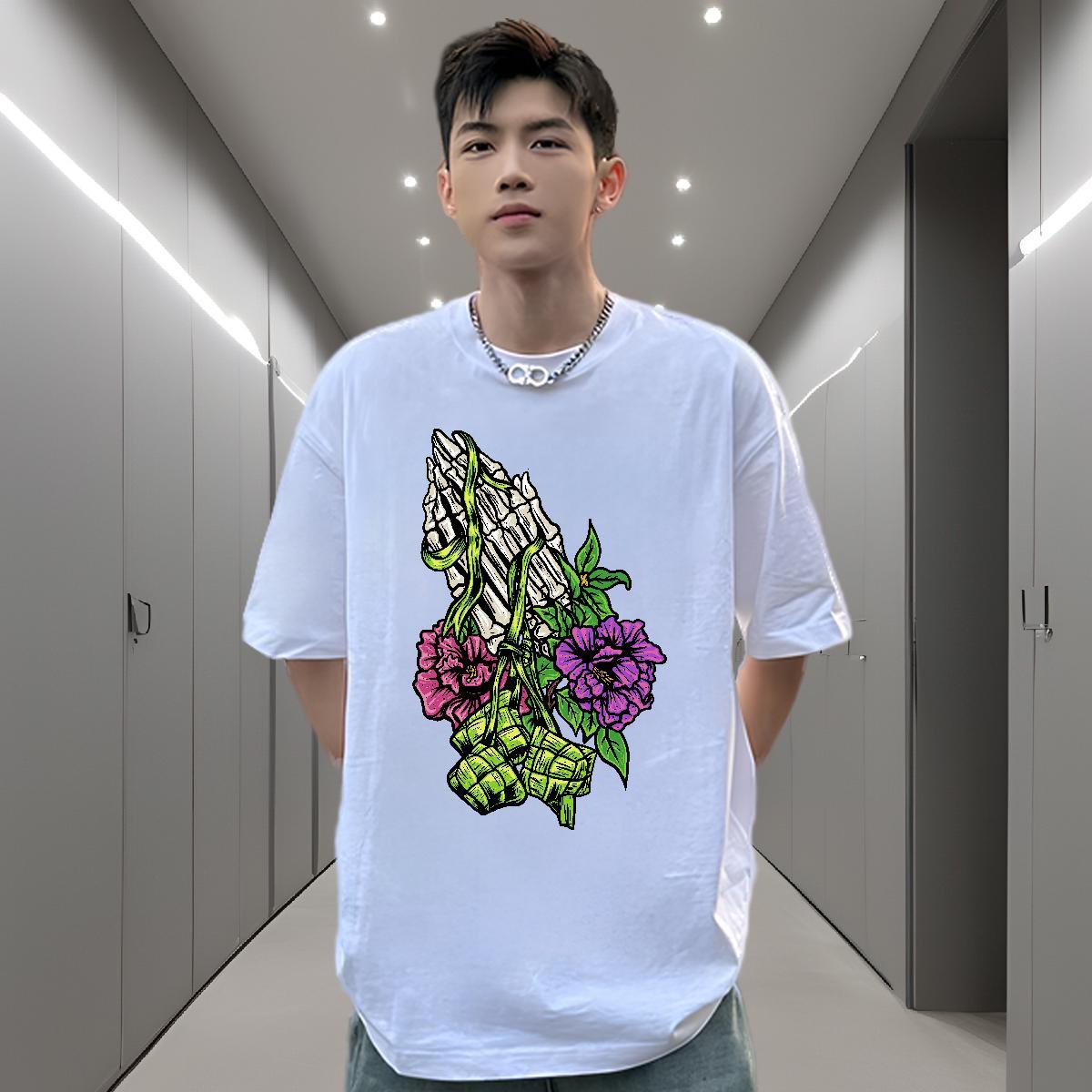 Wholesale T-Shirts 230g Cotton skull Outdoor Graphic Breathable Mens Tshirts Designer Fashion Polos