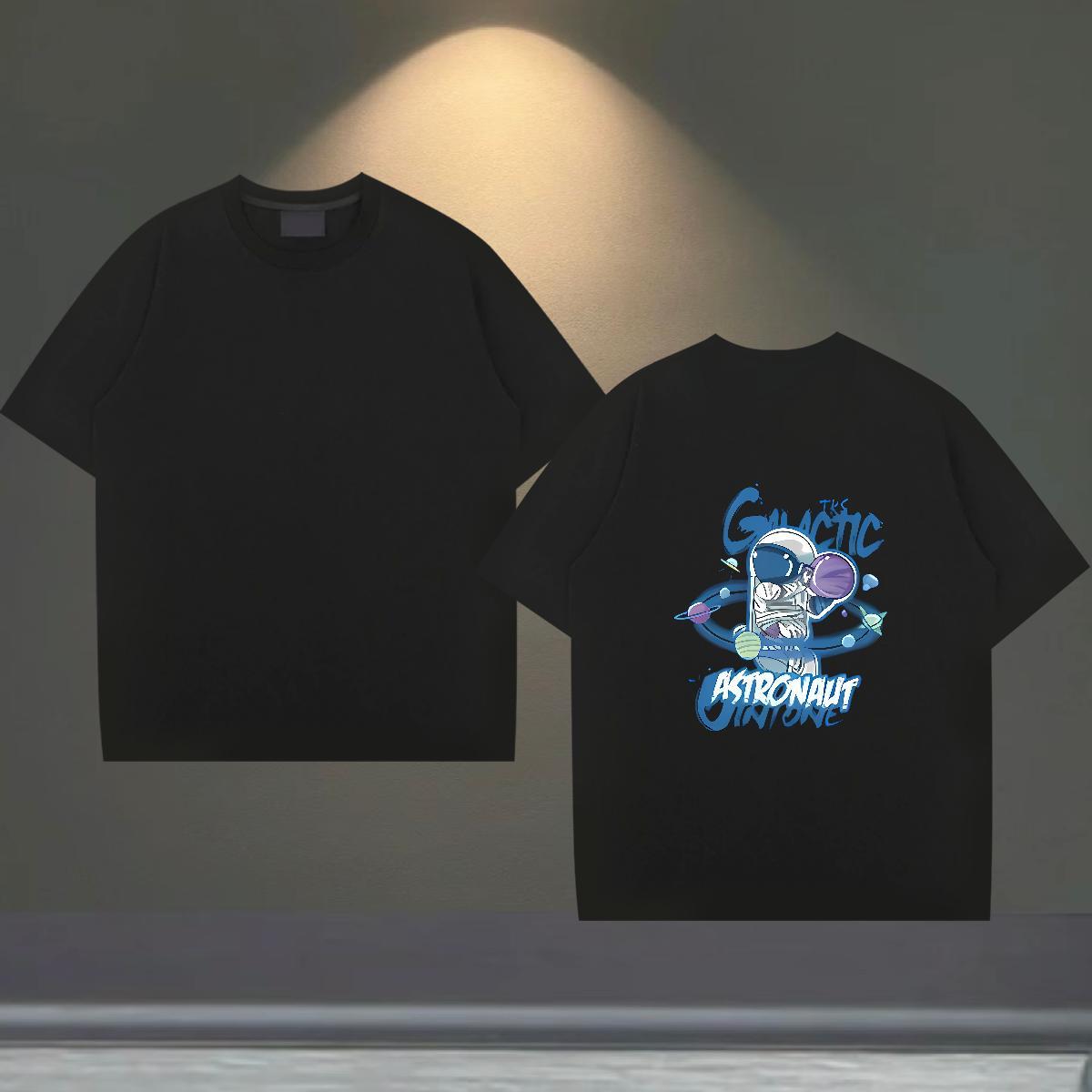 Classic T-Shirts 230g Cotton spaceman Daily Wear Floral Print Breathable Soft Tshirt for Man Woman Classic Casual Polos