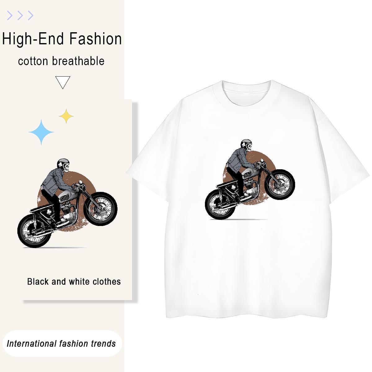 Unisex Man T Shirts 230g 100% Cotton skull Casual Daily Wear Anime O-Neck Short Sleeve Tshirt for Man Woman Wholesale Top Tees